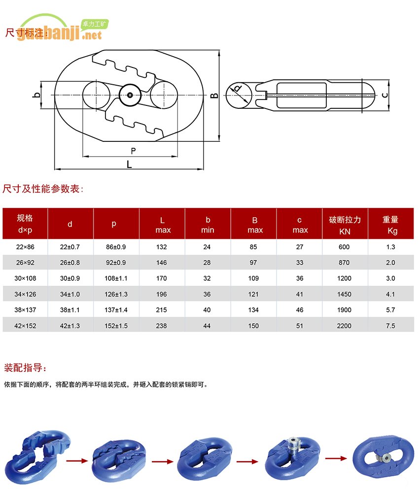 扁平弧齒型接鏈環(huán) 扁平環(huán) 弧齒環(huán)規(guī)格、尺寸、裝配指導(dǎo)